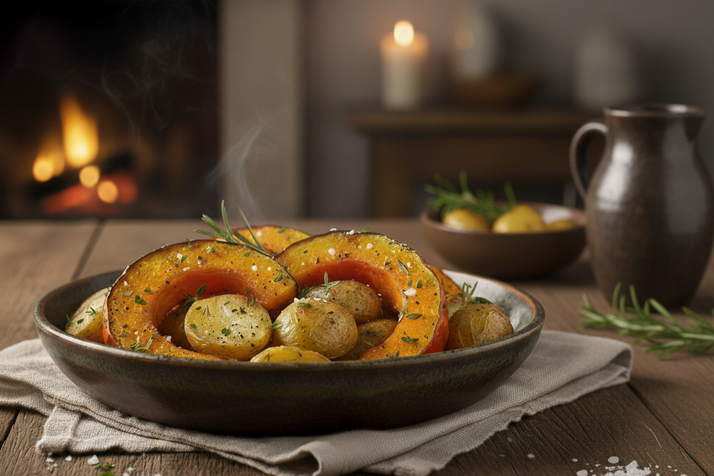 Bio-Kartoffelrezeptidee_2 zeigt Hokkaido und Kartoffeln