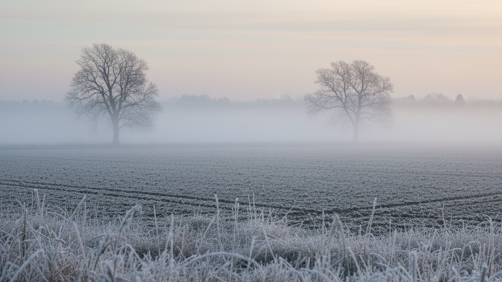 Winterliche Atmosphäre auf den Feldern vom Biolandhof Scharein