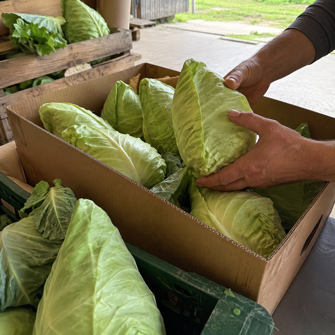 Bioland Spitzkohl wird verpackt